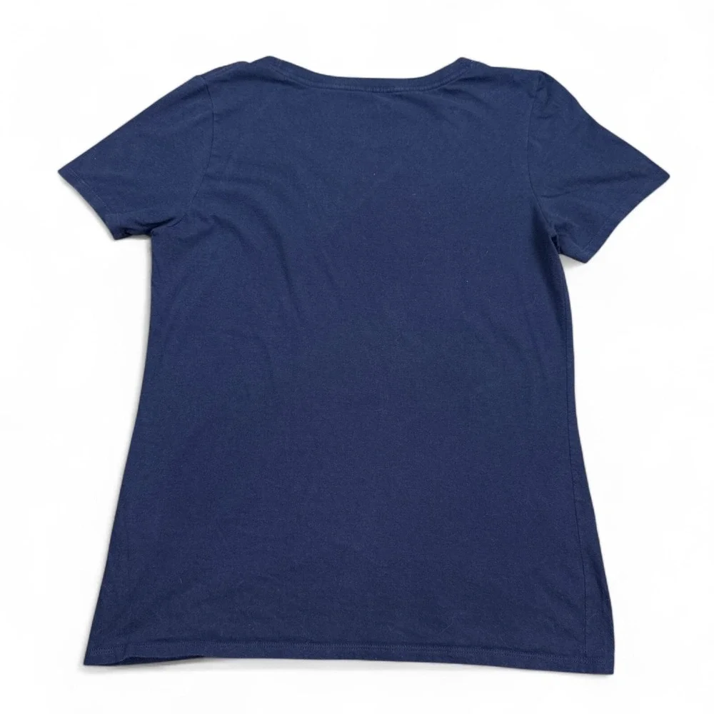 Nike Tee Shirt Top Womens Size Medium Navy Blue Athletic Cut Big Logo Athleisure